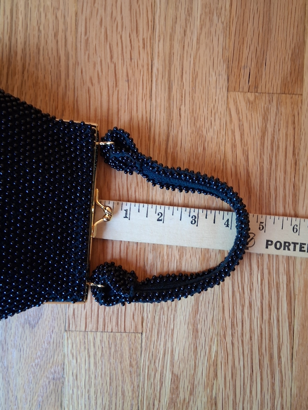 Vintage Corde Bead Women's Black Handbag with Gold Clasp - Picture 8 of 9